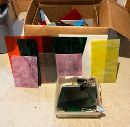 Stained Glass Artists Supply Lot: Copper Foil & Art Glass Sheets