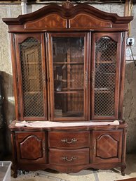 Traditional French Provincial Style Two-Piece China Cabinet / Buffet & Hutch