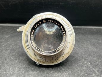 Wollensak 75mm F/1.9 Oscillo-Raptor Lens In Alphax Heavy Duty Shutter