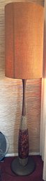 Mid Century Modern Bottleneck Wood And Ceramic Floor Lamp With Shade