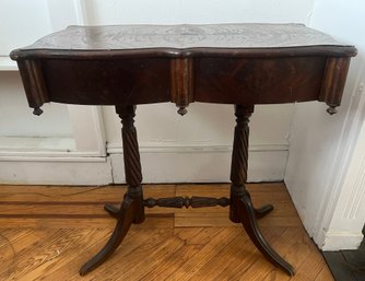 Antique Duncan Phyfe Style Mahogany Console Table With Two Drawers And Spiral Pedestals