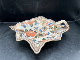 Antique Hand-Painted Nippon Porcelain Dish With Side Handle And Floral Motif
