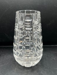 Crystal Cut Glass Vase With Thumbprint And Starburst Motif