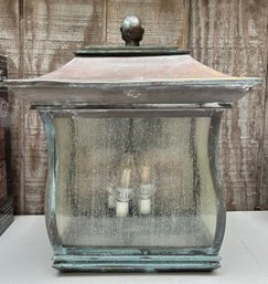 Vintage-Style Weathered Patina 2-Light Outdoor Wall Lantern