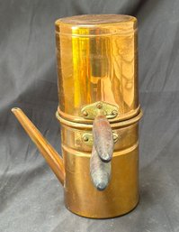 Mid-Century Copper Neapolitan Flip Coffee Maker With Wooden Handles