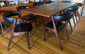 Mid Century Modern Dining Set Extendable Wood Table And 8 Chairs