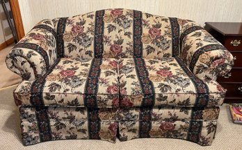 Craftmaster Cottagecore Floral & Stripe Camelback Loveseat Sofa