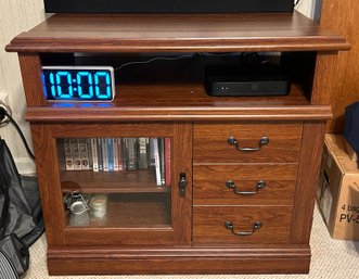 Highboy TV Stand / Media Entertainment Console In Planked Cherry Finish