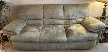 Natuzzi Beige Microfiber Three-Seater Sofa
