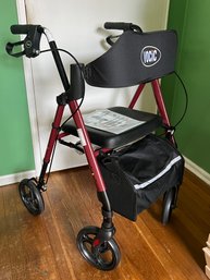 VOCIC Red Rollator Walker With Seat, Backrest, And Storage Bag