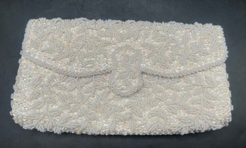 Vintage La Regale Mid-century Clutch Featuring Hand-beaded Pearl Swirls