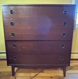 1960s Mid-Century Modern Walnut Tallboy Dresser