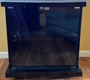 Audio Video Equipment Console Black Smoked Glass Cabinet