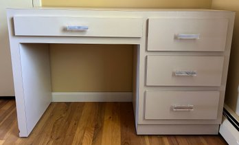 Minimalist White Writing Desk With 4 Drawers