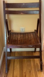 Mid-Century Wooden Slat-Seat Folding Chair