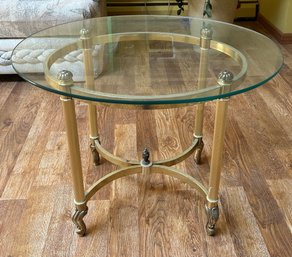 Hollywood Regency Style Brass And Glass Side Table