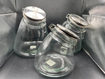 Amici Home Exclusive Hand-Made Glass Slanted Hermetic Canisters - Set Of 3
