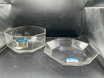 Arcoroc France Octagonal Glass Bowl And Plate Set