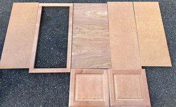 Wood Cabinet Doors, Cabinet Frame And Shelves, 7 Piece Lot