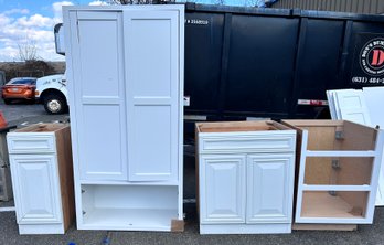 DeWils Custom Cabinetry Assorted White Kitchen Cabinets, 4 Piece Lot