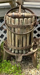 Vintage Berarducci Bros. Cast Iron & Wood Fruit / Wine Press