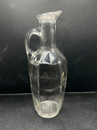 Clear Glass Paneled Cruet Pitcher With Spout