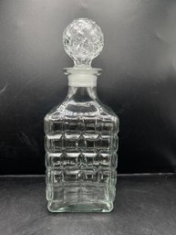 French Cut Crystal Paneled Liquor Decanter With Diamond Stopper
