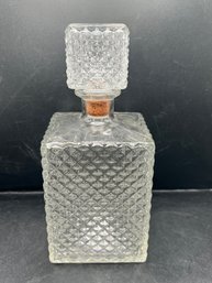 Cut Crystal Paneled Liquor Decanter With Square Stopper