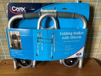 Carex Folding Walker With Wheels - Lightweight & Adjustable