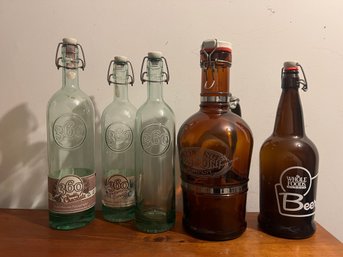 Vintage Swing-Top Glass Bottle Collection - Blue Point Brewing & 360 Vodka Bottles - 5 PCS