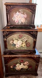 Tole-Painted Wooden Nesting Storage Chests, 3 Pcs