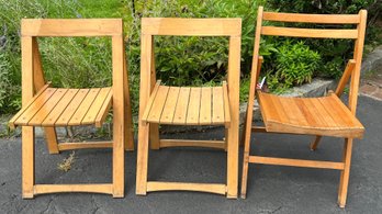 Wooden Slat Folding Chairs, 3 PCS