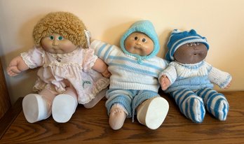 Vintage Cabbage Patch Kids Dolls Produced In The 1980s, 3 Dolls