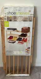DAZZ 3-Tier Natural Wood Shoe Shelves - Stackable Storage Organizer