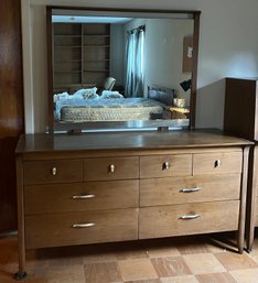 Profile By Drexel Mid-Century Modern Nine-Drawer Dresser With Mirror