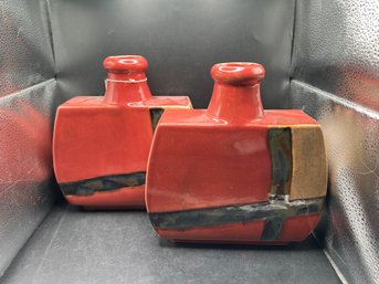 La-Z-Boy Furniture Galleries Red Ceramic Decorative Vases Set Of 2