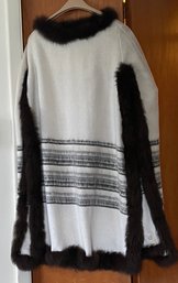 Peruvian Alpaca Wool Poncho Cape With Fur Trim