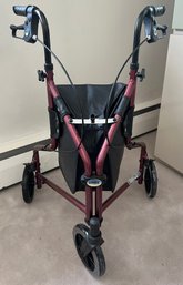 Lumex Three-Wheel Lite Rollator Walker With Storage Bag
