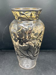 Art Nouveau Style Silver Overlay Glass Vase