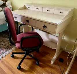 Writing Desk With Hutch Top And Rolling Chair - 2 PCS