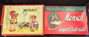 Mosaic And Mesch Argere Dich Nicht Vintage German Board Games,  2 Pieces