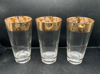 22K Gold Encrusted Grapes & Leaf Highball Glasses - Set Of 6