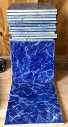 Cobalt Blue Marble-Patterned Ceramic Border & Pool Tiles 6'x 6', 34 Pieces
