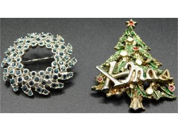 Set Of Two Holiday Brooch Pins