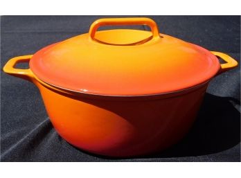 CASRON Vtg #1 Flame Orange Cast Iron Enamel 5 Qt Dutch Oven Casserole JAPAN