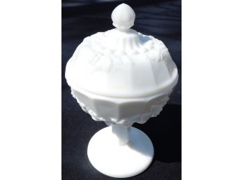 Vintage Milk Glass Porcelain Stem Candy Dish