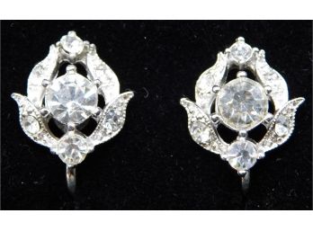 Bogoff Clear Rhinestone Screw On Earrings