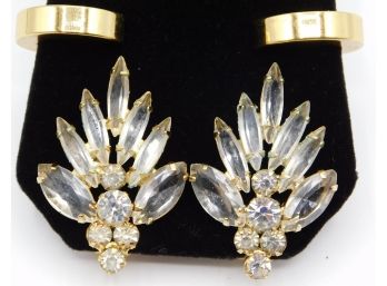 Set Of Two Pairs Of Gold Tone Clip On Earrings