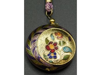 Purple Flower Pendant On Purple Braided Cord