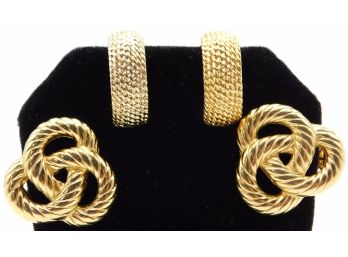 Monet Set Of Two Gold Tone Clip On Earrings